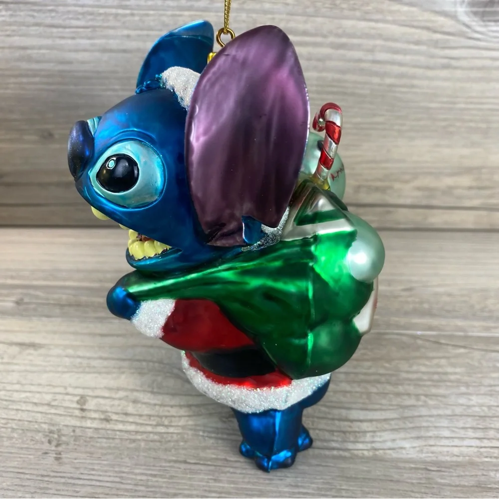 Limited Edition Walt Disney World Stitch 3D Glass Ornament Santa Claus Stitch